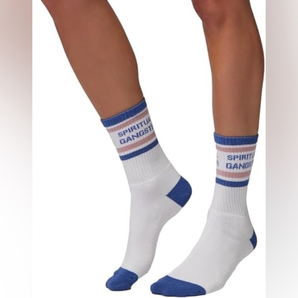 SPIRITUAL GANGSTER Women's Crew Socks in White One Size NWT - Picture 1 of 5
